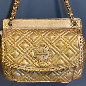 Authentic Tory Burch Gold Handbag/Crossbody